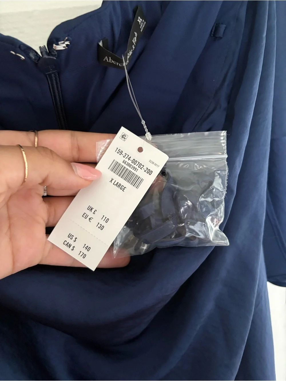 Abercrombie & Fitch Strapless Navy Maxi Dress with scarf NWT
